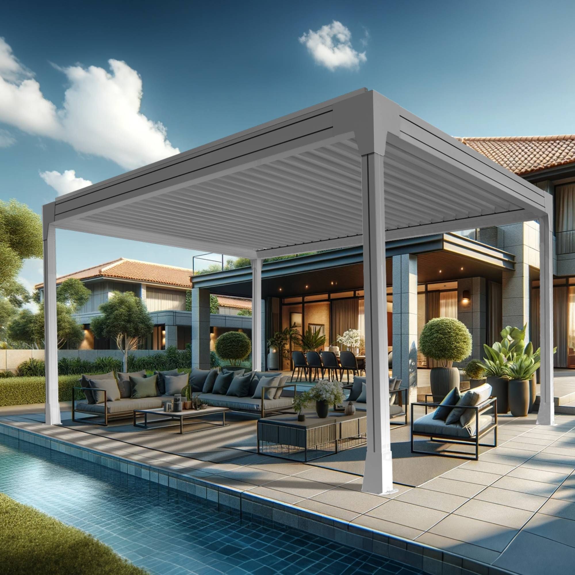 Pergola bioclimatique TRESNA îlot 4,50 x 5,150m Vérin à Télécommande Maison Cros Stores - 5